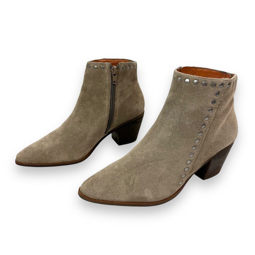 LUCKY BRAND tan suede studded cowgirl western boots - Picture 2 of 16